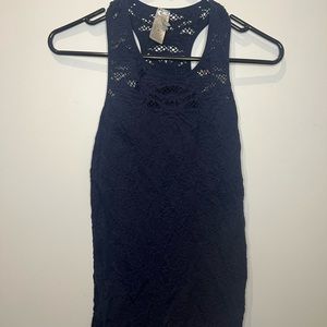 Blue Lace Navy Tank Top